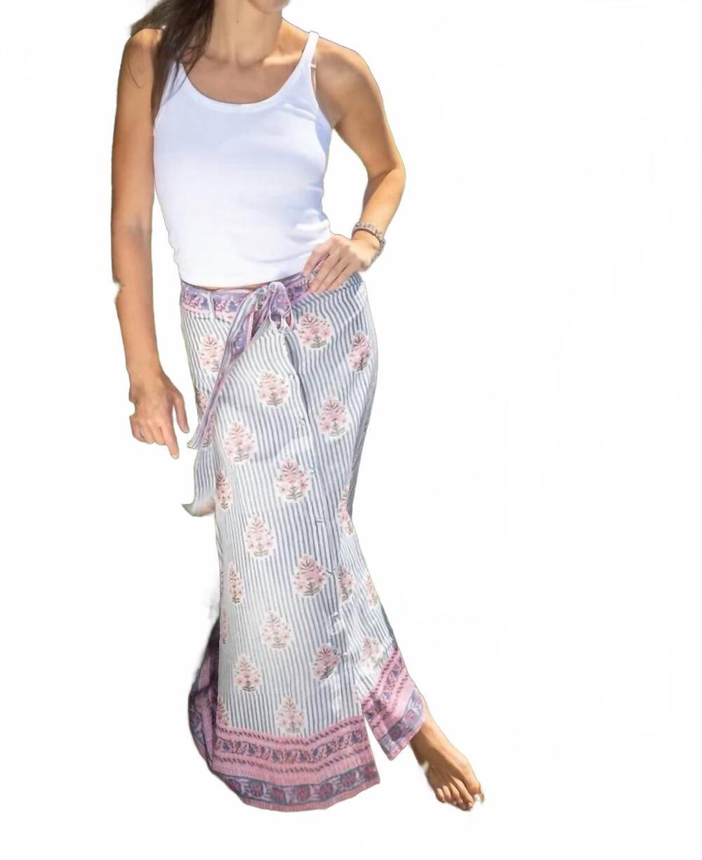NEW NIBI MTK suhasi midi skirt in blush bay stripe